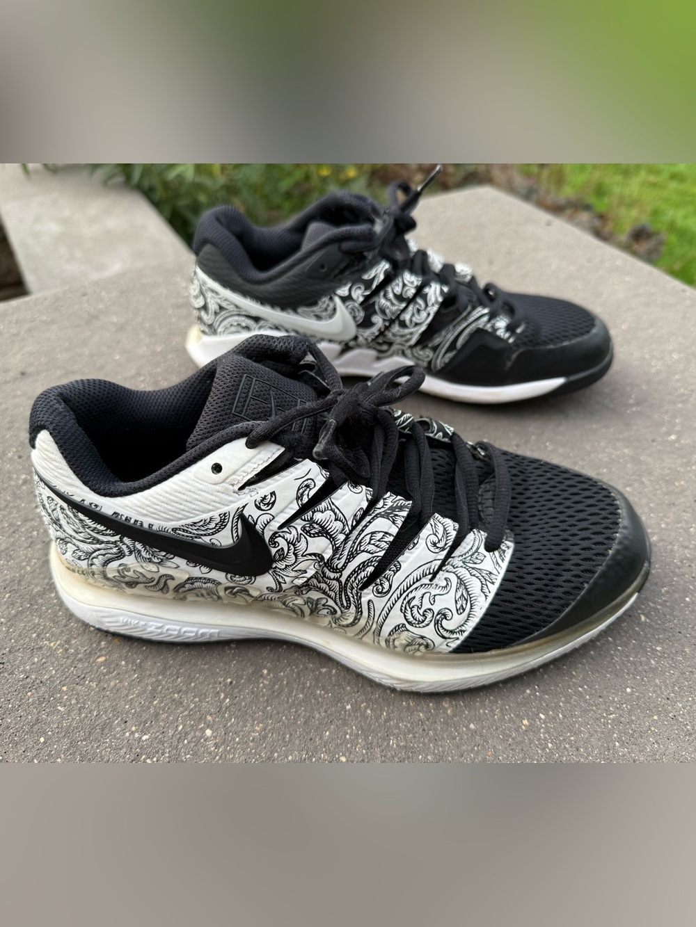 NikeCourt Air Zoom Vapor X Black White Paisley Tennis Shoes